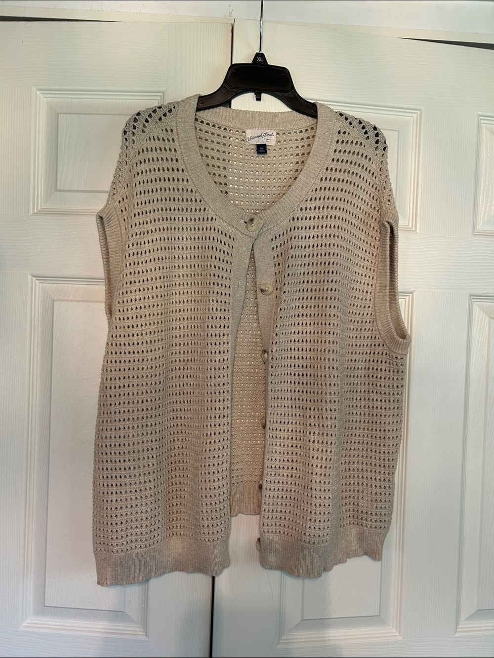 Universal Thread Cream Open-Weave Button Front Sweater Vest